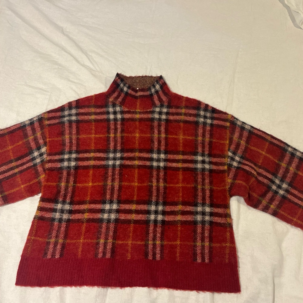 Something Navy Red and Multicolor Knit Sweater
